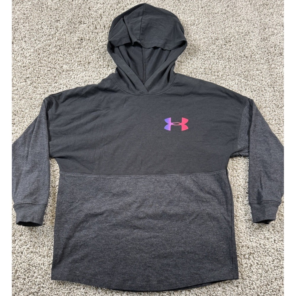 Under Armour Heat Gear Lightweight Pullover Hoodie Neon Spellout Youth Small - Picture 2 of 3